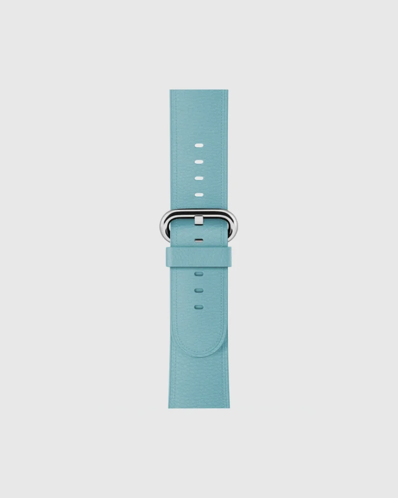 Alternative view of Classic Leather Buckle Apple Watch Band - Blue Jay