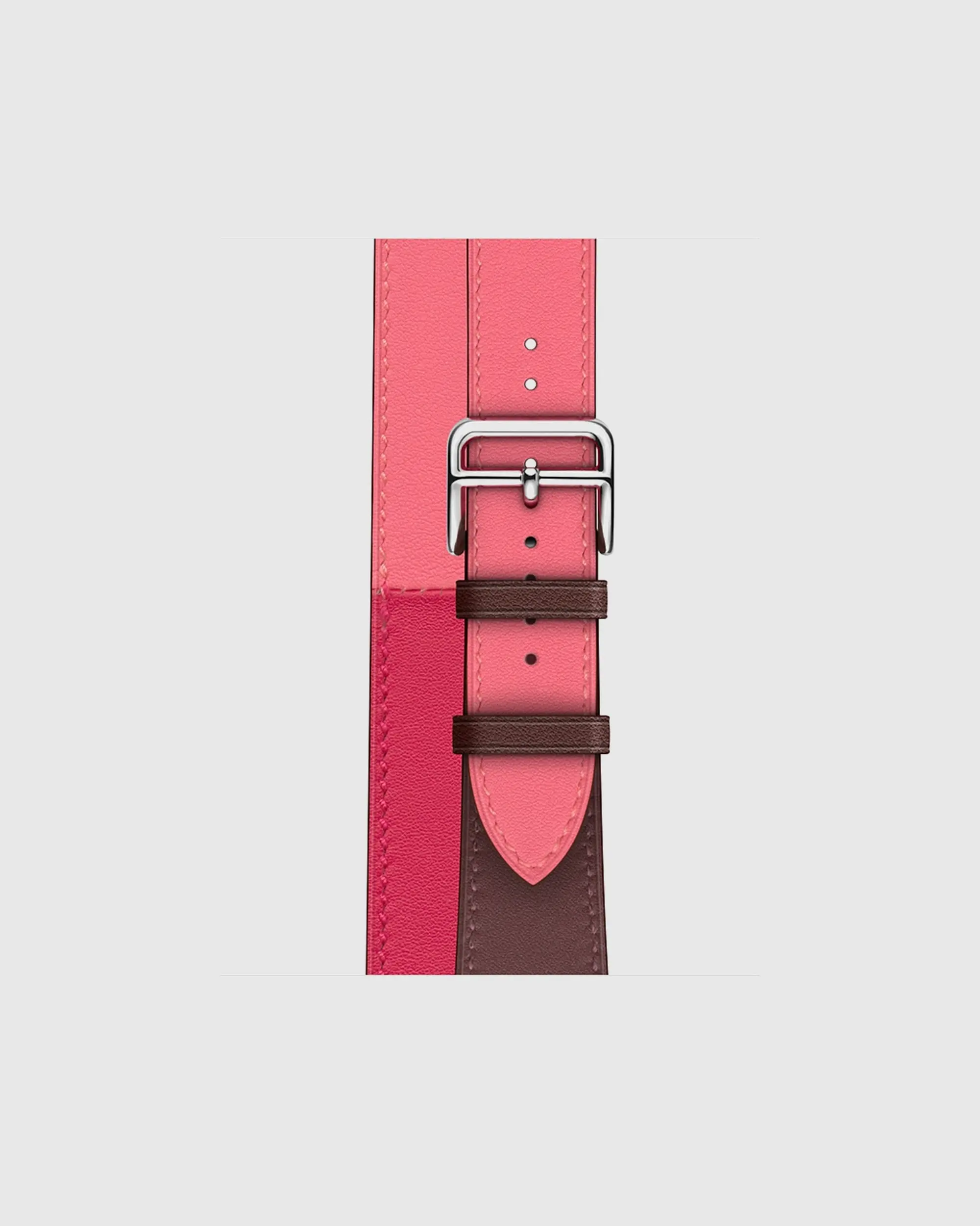 Double Tour Leather Apple Watch Band - Bordeaux Rose Extreme Rose Azalee - Image 2