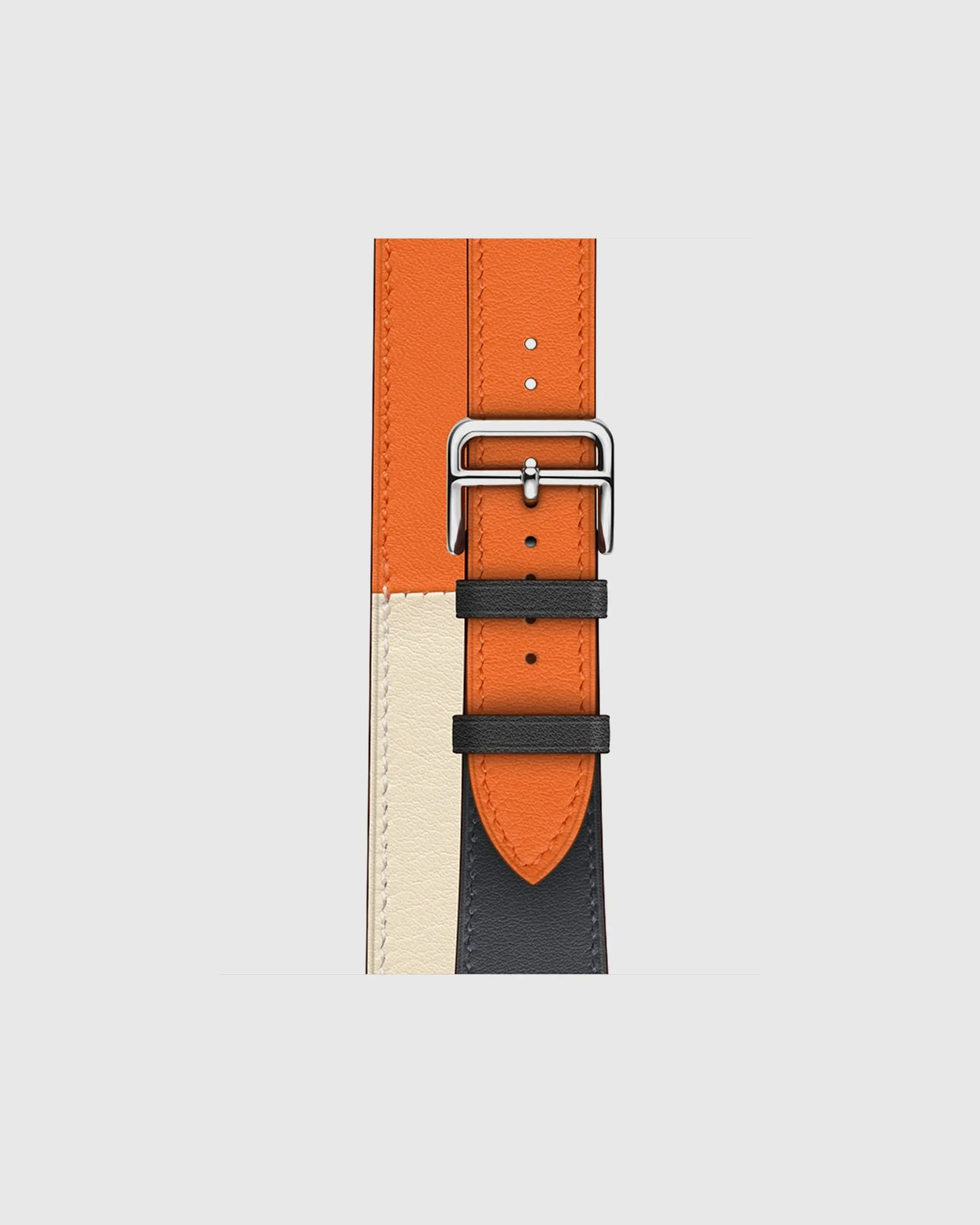 Double Tour Leather Apple Watch Band - Indigo Craie Orange - Image 2