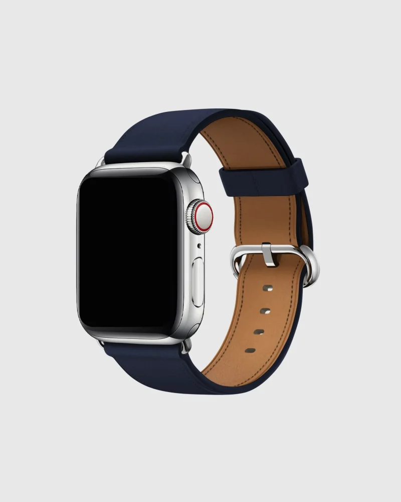 Classic Leather Buckle Apple Watch Band - Midnight Blue