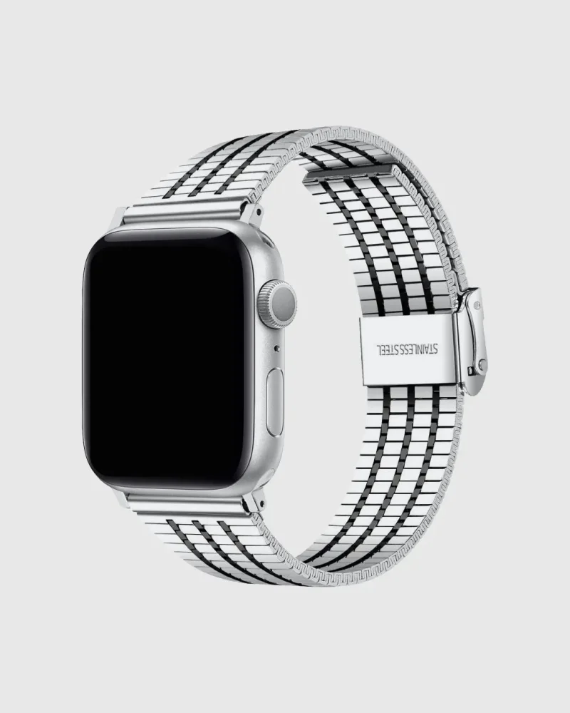 Matrix Stainless Steel Apple Watch Band - Silver Black
