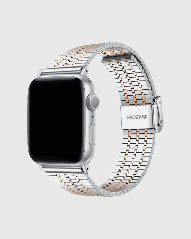 Matrix Stainless Steel Apple Watch Band - Silver Rose Gold