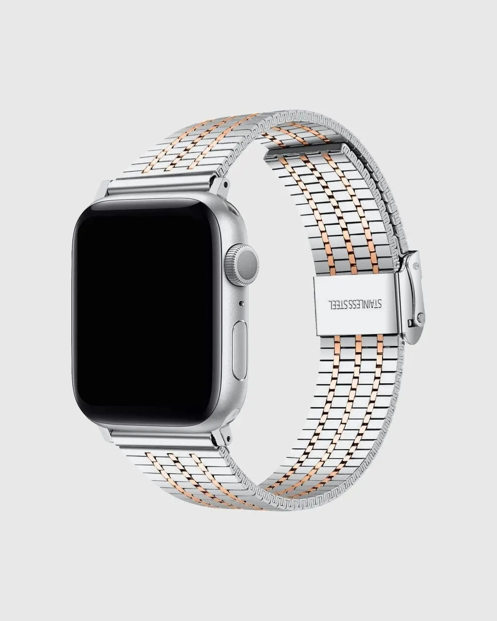 Matrix Stainless Steel Apple Watch Band - Silver Rose Gold