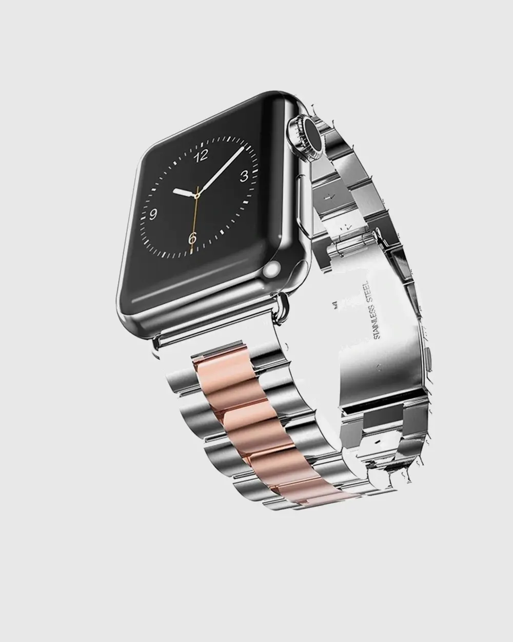 Classic Stainless Steel Apple Watch Band - Silve Rose Gold - Image 3