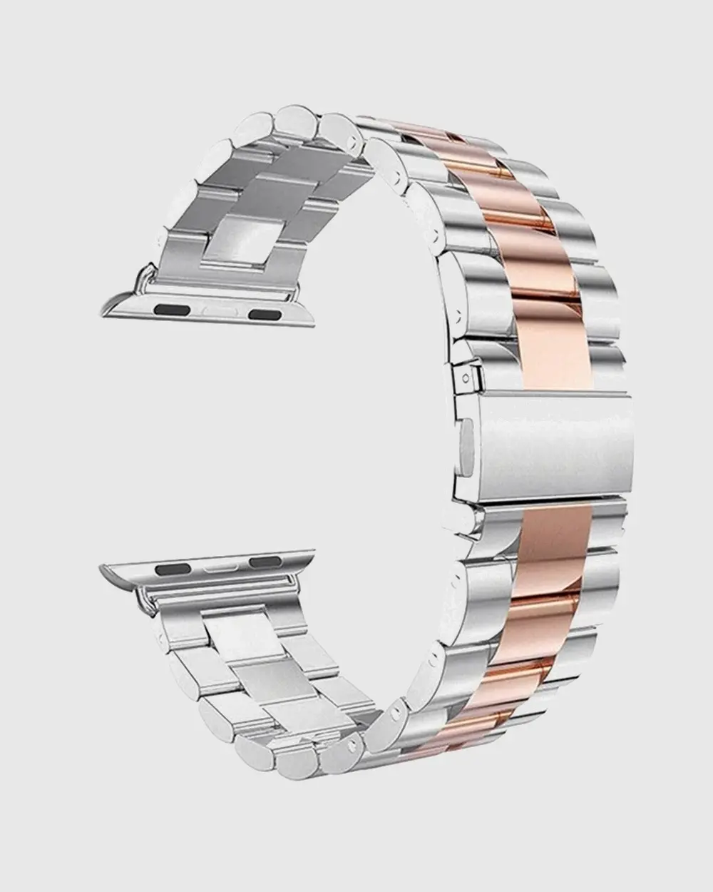 Classic Stainless Steel Apple Watch Band - Silve Rose Gold - Image 2