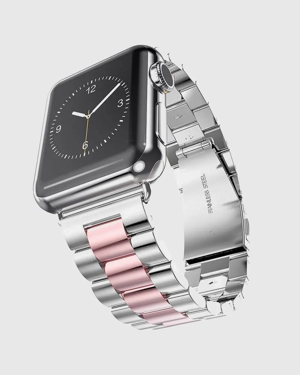 Classic Stainless Steel Apple Watch Band - Silver Rose Pink