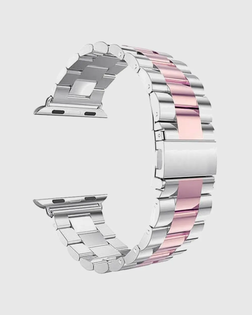 Classic Stainless Steel Apple Watch Band - Silver Rose Pink - Image 2